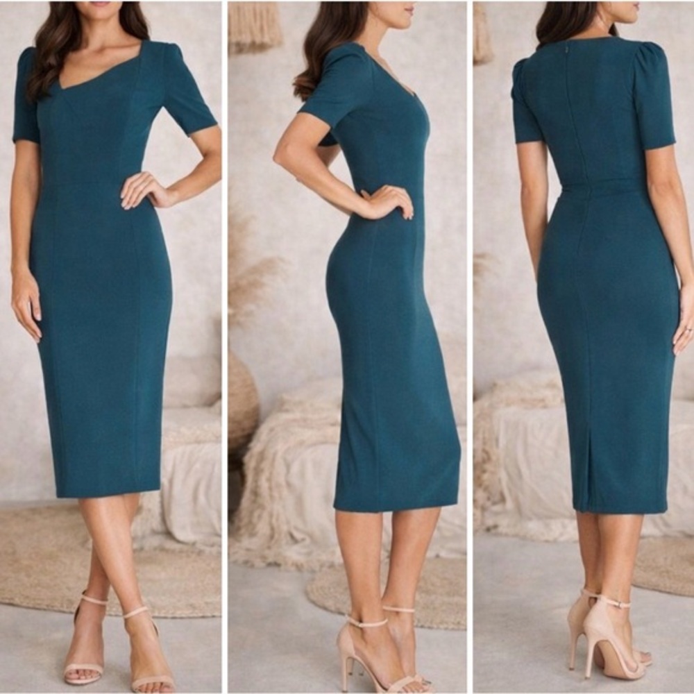 Dress the Population Teal Midi Dress
